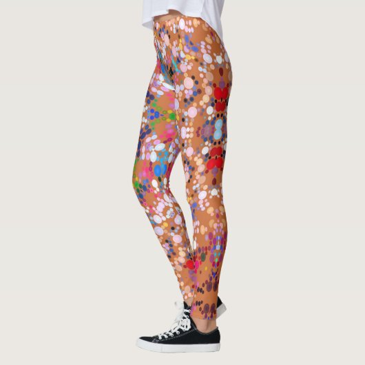 Dot Mandala Sinaasappel Blauw Roze en Wit Leggings (Links)