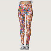 Dot Mandala Sinaasappel Blauw Roze en Wit Leggings (Voorkant)
