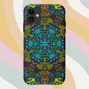 Dot Mandala Vloerblauw Geel en Roze iPhone 11 Hoesje