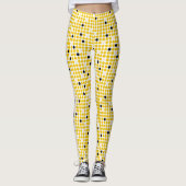 Dot Matrix - Geel Crème Zwart-Tekst Optie Leggings (Voorkant)