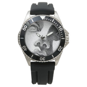 Dot Matrix Kunst: Klassiek Marmeren Gezicht Horloge