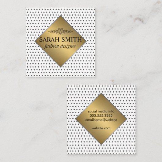 Dot Pattern Lux Vierkante Visitekaartje (Voorkant / Achterkant)