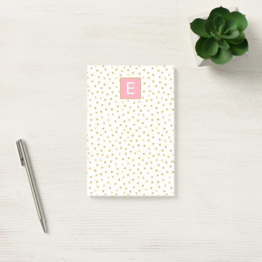Dot Pattern Monogram roze Gold Girly Post-it® Notes (Kantoor)