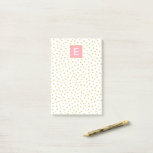 Dot Pattern Monogram roze Gold Girly Post-it® Notes (Op bureau)