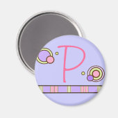 Dot & Stripes Monogrammed Magnet - paars Magneet (Voorkant / Achterkant)