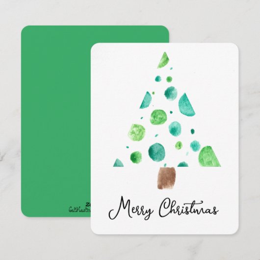 Dot Tree Christmas Flat Kaart (Voorkant / Achterkant)