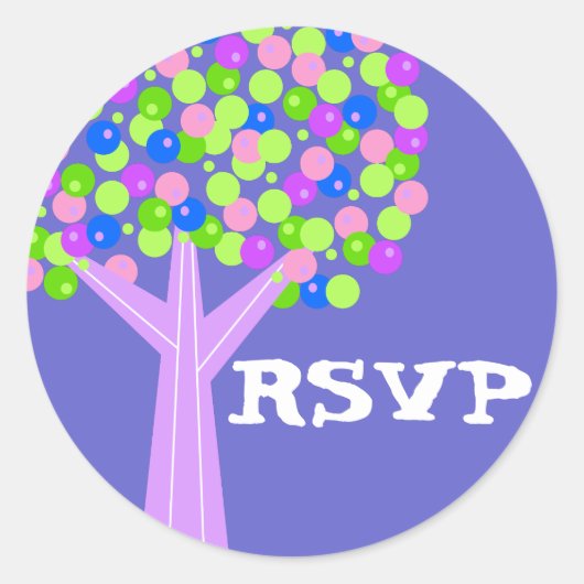 Dotberry Tree RSVP Ronde Sticker (Voorkant)