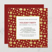 Dotée Gold Christmas Party Invitation sur rouge (Devant / Derrière)