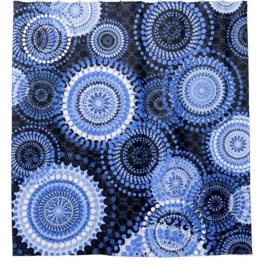 Dots Ankara Rideau de douche bleu (Devant)