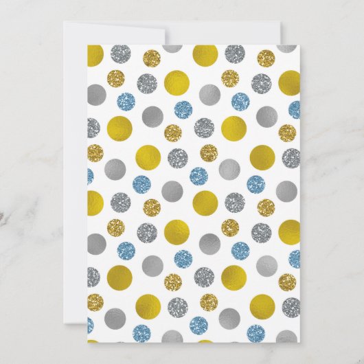 Dots Bleus Or Argent Hanoukka Invitation (Dos)