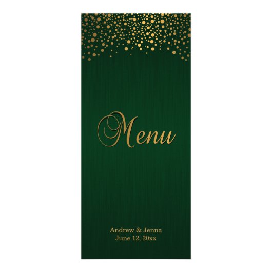 Dots Confetti Or Élégants| Vert foncé - Menu (Devant)