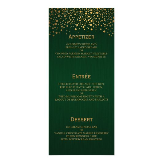 Dots Confetti Or Élégants| Vert foncé - Menu (Dos)