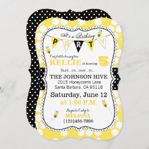 Dots d'abeilles et Invitation d'anniversaire de l'