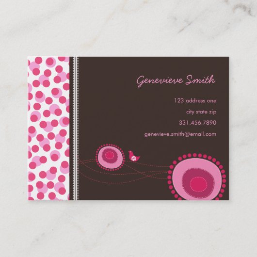 Dots de fleurs roses et carte de profil de plaisir (Devant)