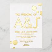 Dots d'or blanc moderne Mariage Invitation à huile (Recto)