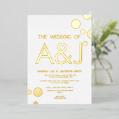 Dots d'or blanc moderne Mariage Invitation à huile (Debout devant)