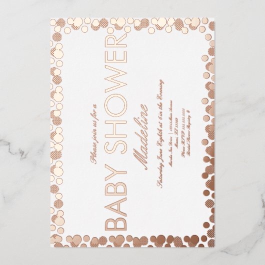 Dots d'or Motif Baby shower Foil Invitation (Recto)