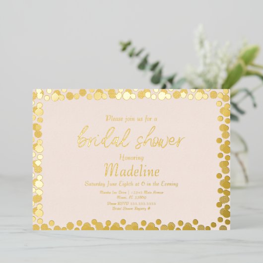 Dots d'or Motif Mariage Foil Pressing Invitation (Debout devant)