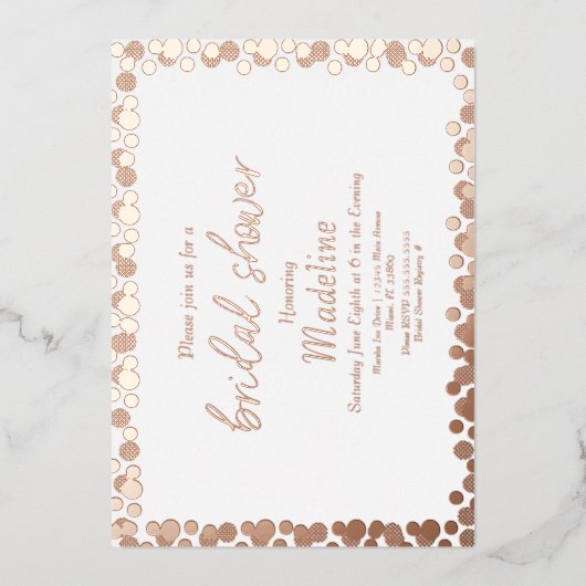 Dots d'or Motif Mariage Foil Pressing Invitation (Recto)