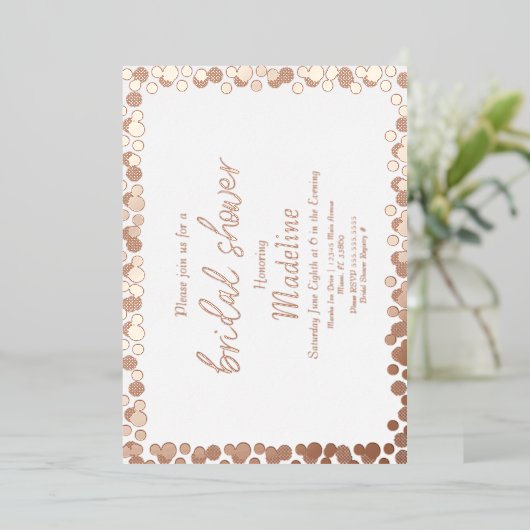 Dots d'or Motif Mariage Foil Pressing Invitation (Debout devant)