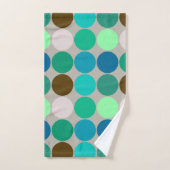 Dots géants du milieu du siècle, turquoise et gris (Serviette à main)