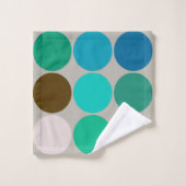 Dots géants du milieu du siècle, turquoise et gris (Gant de toilette)