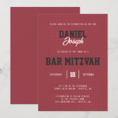 Dots maroon sportif Bar Mitzvah invitation (Devant / Derrière)