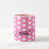 Dots rose Personnalisé Ringer Combo Mug (Centre)