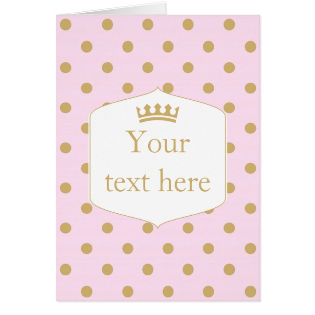 Dots roses et or Royal Crown Princess Carte pliant (Devant)