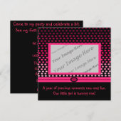 Dots roses modernes Invitations pour la première f (Devant / Derrière)