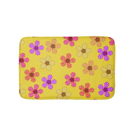 Dotted Flowers on Yellow Bath Mat (Voorkant)