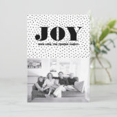 Dotted Joy Holiday-fotokaart | Zwart Feestdagenkaart (Staand voorkant)