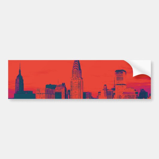 Dotted Red Retro Style Pop Art New York City Bumpersticker (Voorkant)