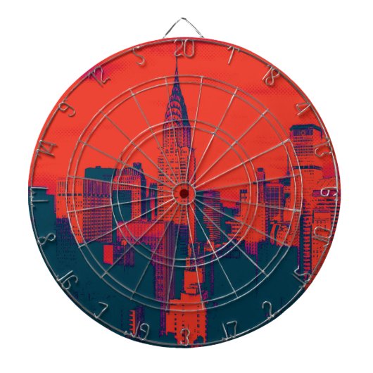 Dotted Red Retro Style Pop Art New York City Dartbord (Voorkant)