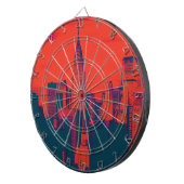 Dotted Red Retro Style Pop Art New York City Dartbord (Voorkant Rechts)