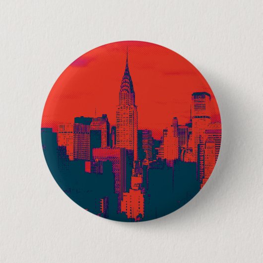 Dotted Red Retro Style Pop Art New York City Ronde Button 5,7 Cm (Voorkant)