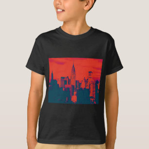 Dotted Red Retro Style Pop Art New York City T-shirt