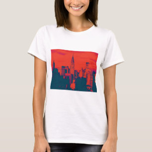 Dotted Red Retro Style Pop Art New York City T-shirt