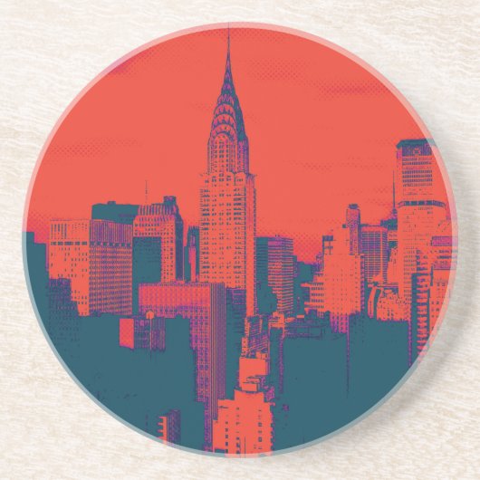 Dotted Red Retro Style Pop Art New York City Zandsteen Onderzetter (Voorkant)