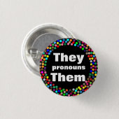 Dotted they Them Pronouns Ronde Button 3,2 Cm (Voorkant /achterkant)