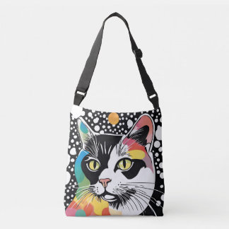 Dotted Whiskers Kleurrijke Cat Polka Dots Canvas t Crossbody Tas