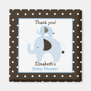 Dottie Elephant (blauw) Square Favor Magnet Magneet