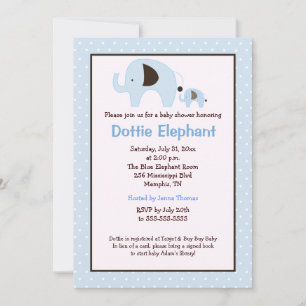 Dottie Elephant (Light Blue)-Baby shower Kaart