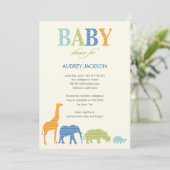 Dotty Animals Baby shower Invitation - Blauw Kaart (Staand voorkant)