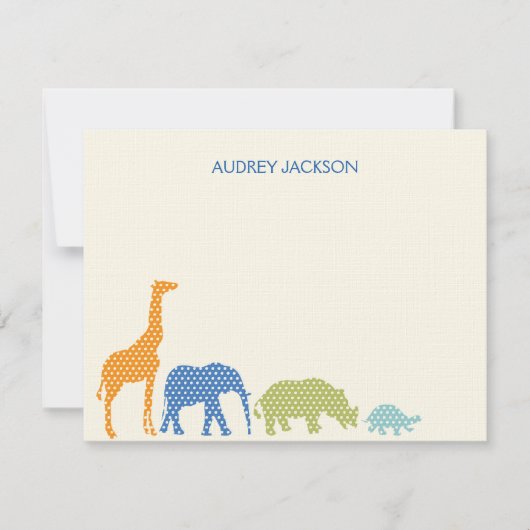 Dotty Animals Thank You Cards - Blauw Bedankkaart (Voorkant)