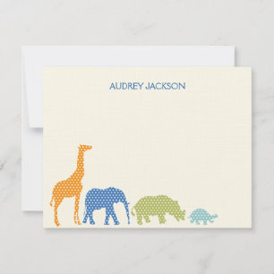 Dotty Animals Thank You Cards - Blauw Bedankkaart
