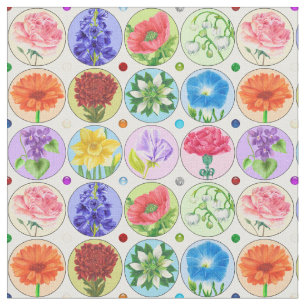 Dotty Birth Flower and Gem Fabric Stof