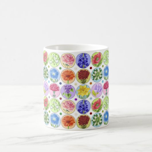 Dotty Birth Flower et Gem Classic Mug (Centre)