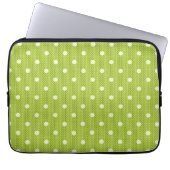 Dotty Delight Green Laptop Sleeve (Voorkant)