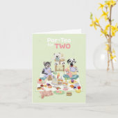 Dotty Dog 2 Birthday Tea Kaart (Gele Bloem)